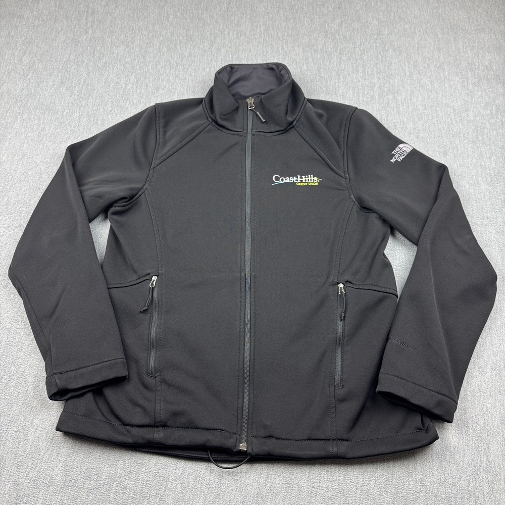 The North Face Jacket Womens Large Black Windwall Softshell Full Zip Logo‎ Lined